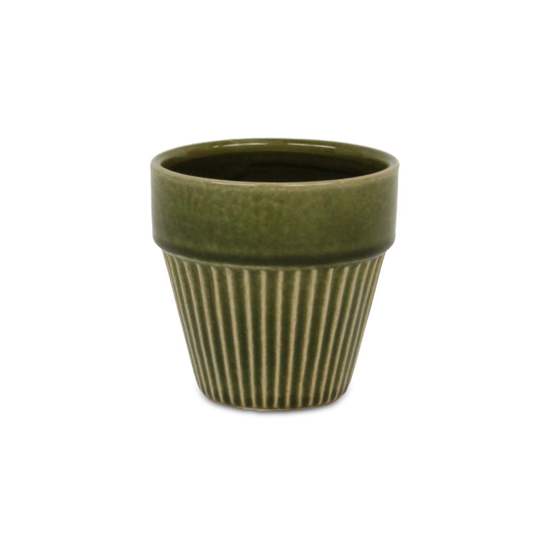 Lutton Handmade Ceramic Pot Planter, 4.5" H x 4.5" W x 4.5" D, Green