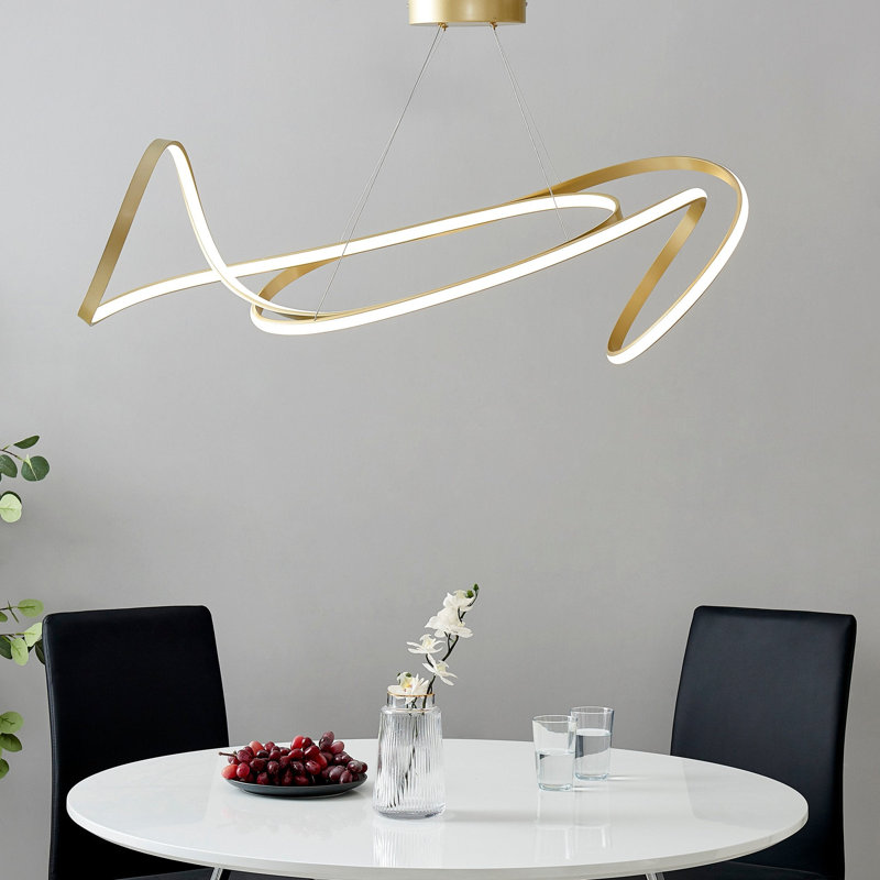 Elegant Curvy Black Aluminum LED Chandelier with Silica Strip