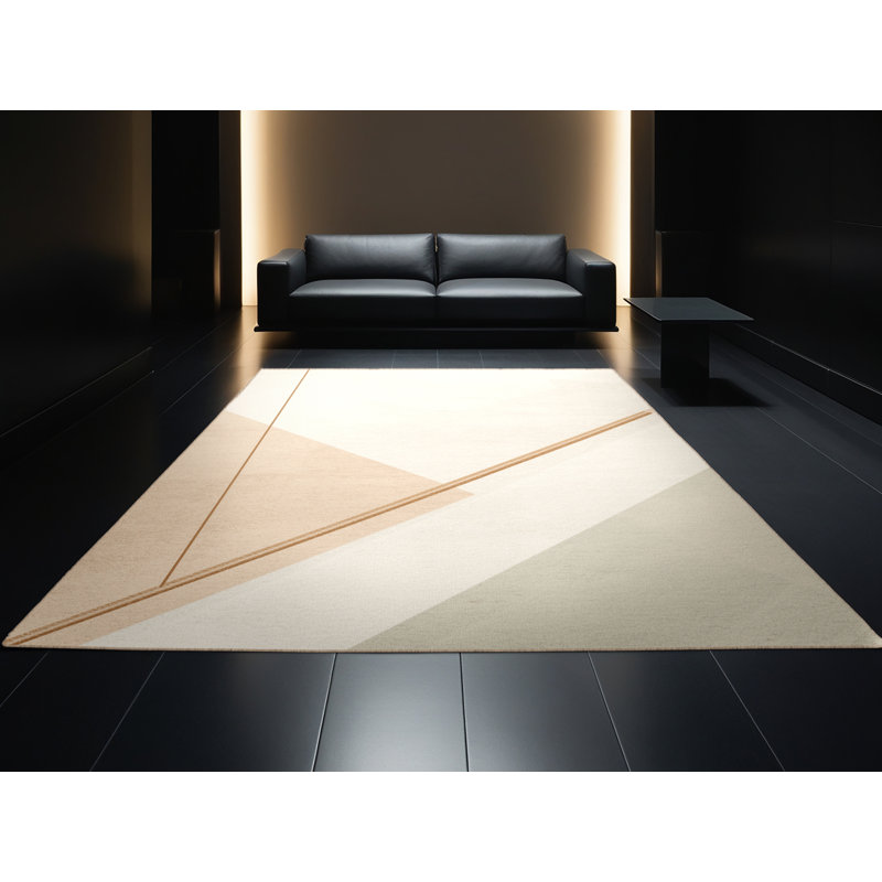 Tapis beige moelleux et moelleux à motif de nouilles Samurai, 2 x 5