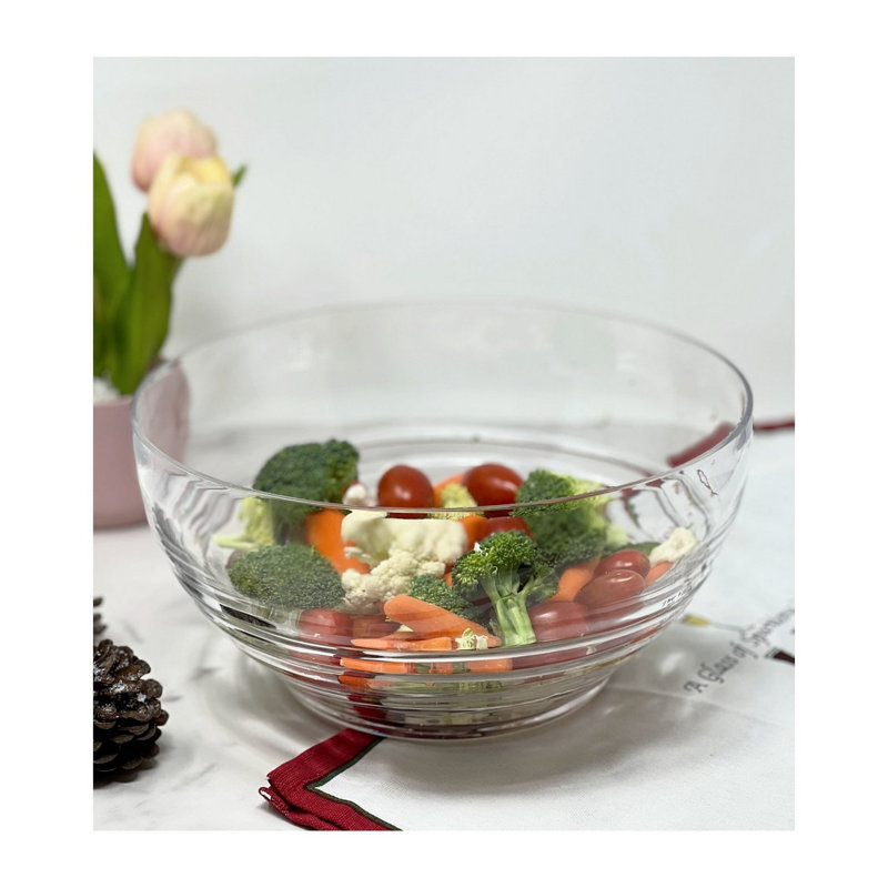 Bol de service en acrylique Swirl - transparent, grand bol à salade et à collation en plastique, conception résistante aux bris