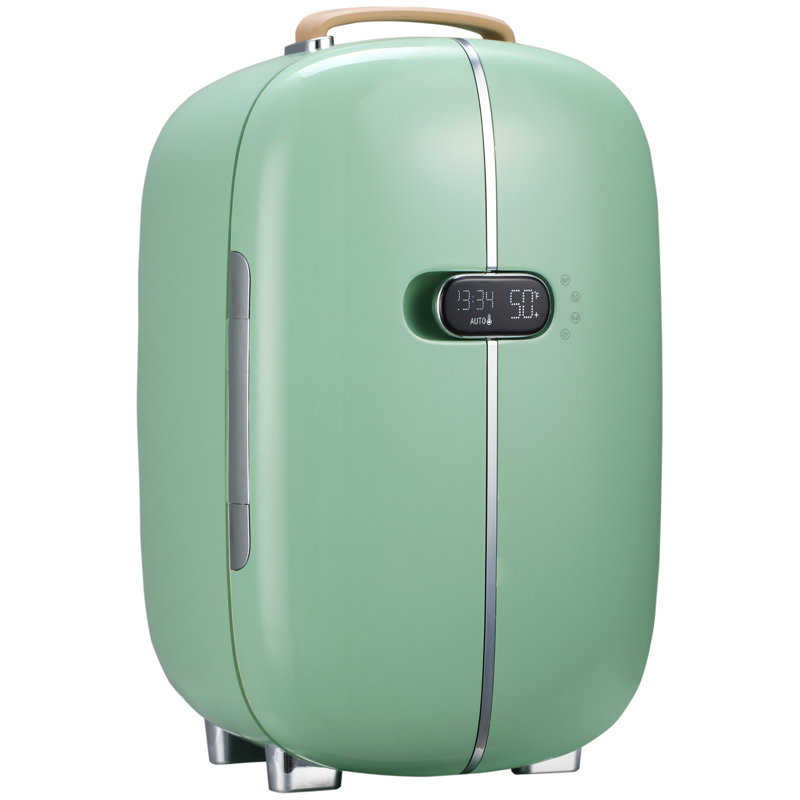 Compact Green Thermoelectric Skincare Mini Fridge with Timer
