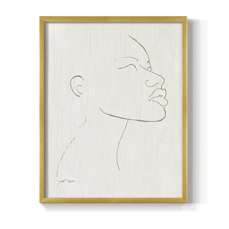 Portrait S croquis I, reproduction encadrée - bois massif, Encadrement doré, H 28 po x l 22 po