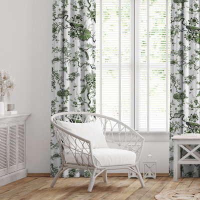 Tree Top Avocado Cotton Pinch Pleat Drapery Panel Set of 2