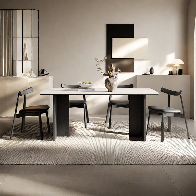 Table et chaises simples dans un ensemble de salle à manger rectangulaire de style ancien, H 29,5 po x L 78,7 po x l 39,3 po