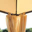 Gazebo de terrasse extérieure de 3 m x 3 m avec structure métallique, écrans d'intimité, grands rideaux en acier et double auvent - 10