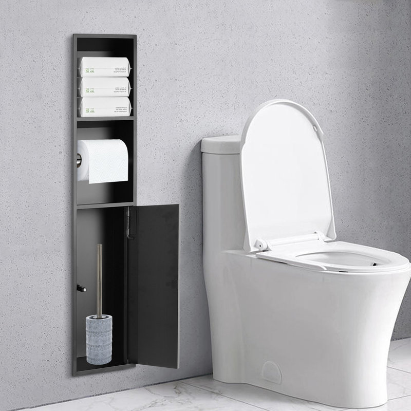 Porte-papier hygiénique encastré 32,28 po Modern, Noir