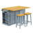 53" Rolling Kitchen Island with Drop Leaf & Power Outlet, Farmhouse Storage Cabinet with 3 Drawers, Internal Door Racks & 2 Bar Stools, Mobile Kitchen Cart-412830814