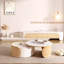 Table basse ronde en bois massif brun