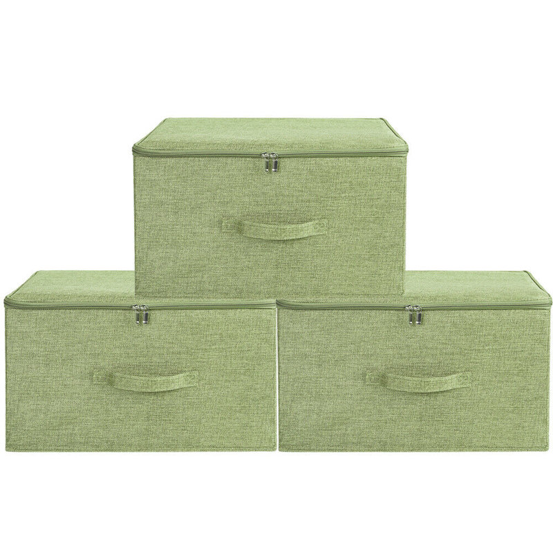Ensemble de boîtes en tissu, Vert, H 10 po x l 18 po x P 14 po