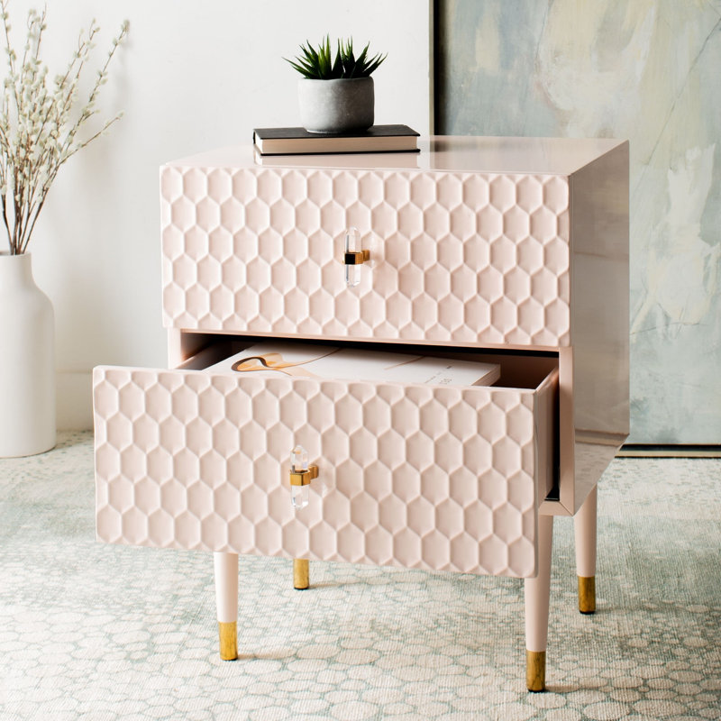 Getzin 2 - Drawer End Table, Light Pink 