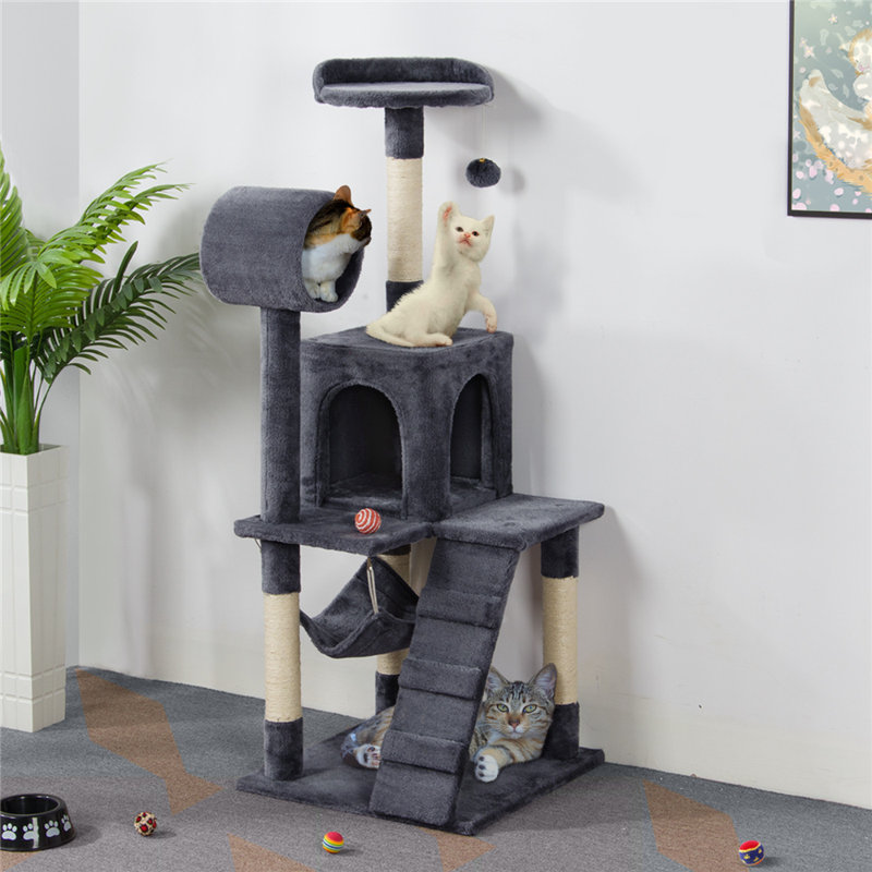 130cm Tall Cat Tree, Dark Grey