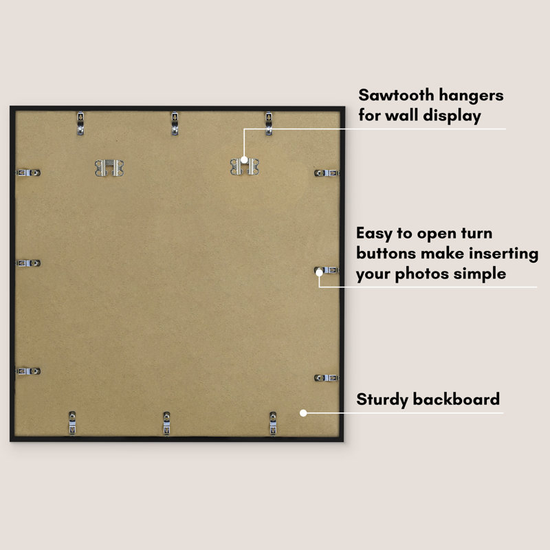 Black 24x24 Picture Frame with Oversized Mat and Plexiglass Front