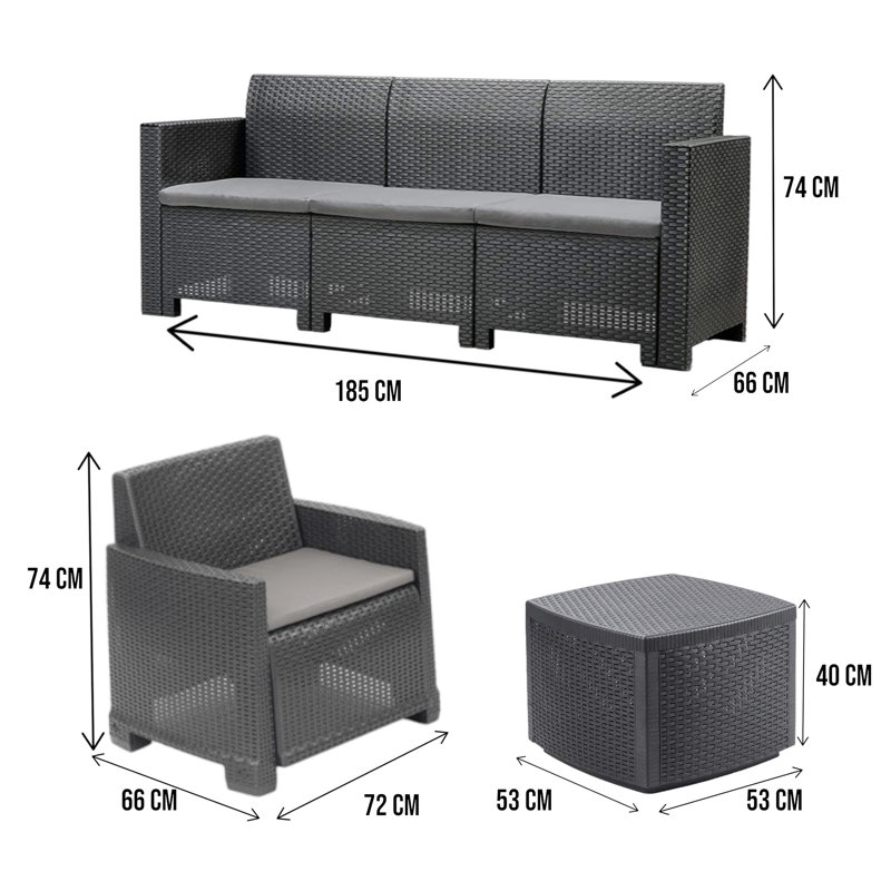 Alinda Rectangular 2 - Person 66cm L Outdoor, Black