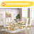 Ethanael Rectangular Faux Marble Top with Stainless Steel Base Dining Table-609660212