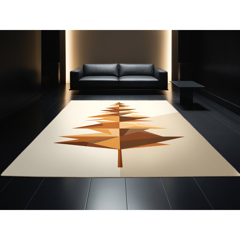 Tapis géométrique beige lavable à la machine à motif pin minimaliste Oyan, 4 x 2