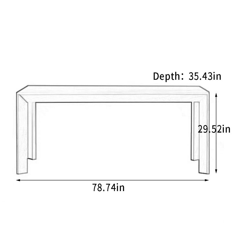 Oak Solid Wood Dining Table, 35.43" W x 78.74" L