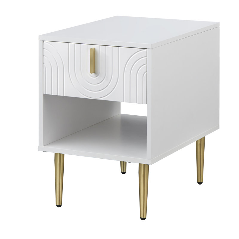 Mallorca End Table with Drawer, White