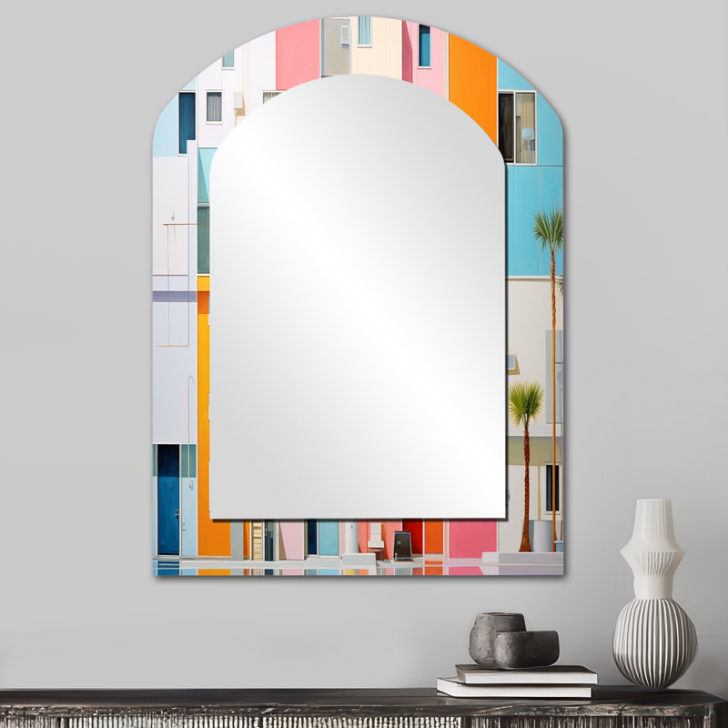 Minimalisme hôtels Lodges I - décor de miroir mural arche rose, 34 po x 25 po