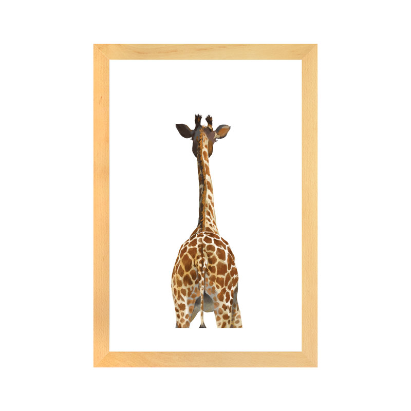 Art girafe bout à bout, H 24 po x l 16 po x P 1 po, Papier encadré naturel