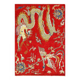Fine Hand knotted Chinese Dragon Art Deco design 4'X 6'
