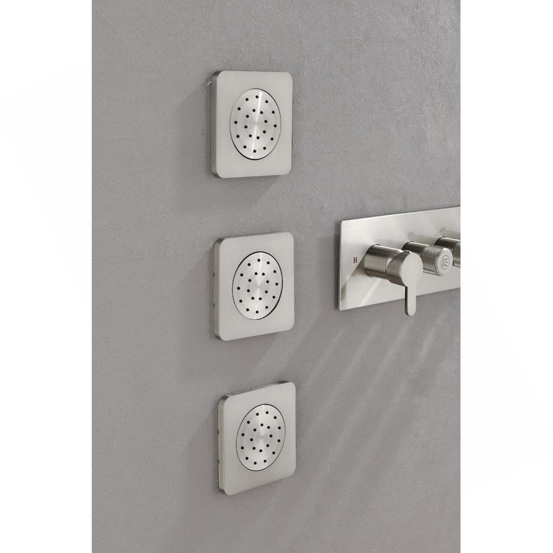 Système de douche à pluie murale avec 3 jets de corps et douche à main, Nickel brossé