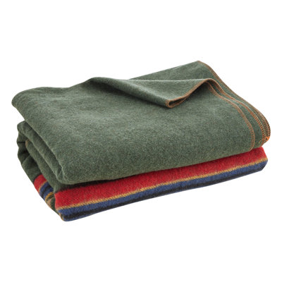 Wool Camping Blanket 64" x 88" Warm for Camping Hiking Travel Texture