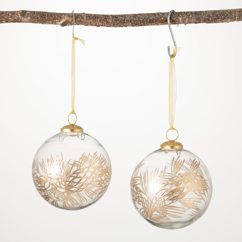 Ensemble de 2 boules en pin doré Good Tidings
