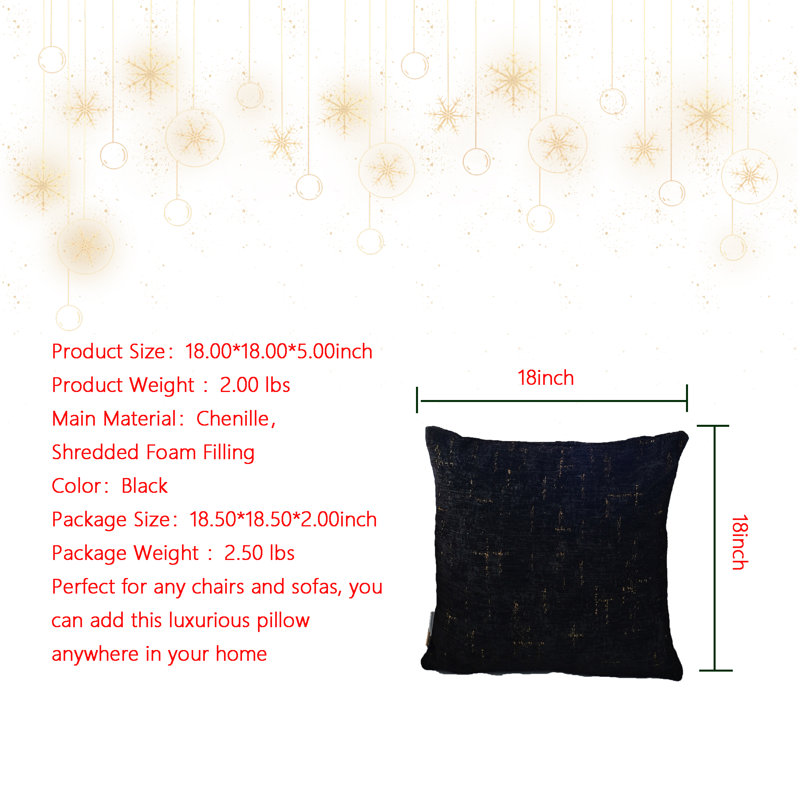 Chenille Throw Pillow, Black