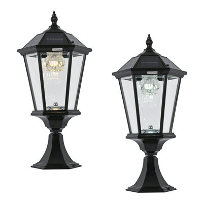 Lampadaire solaire d'extérieur en aluminium noir Zb (lot de 2)