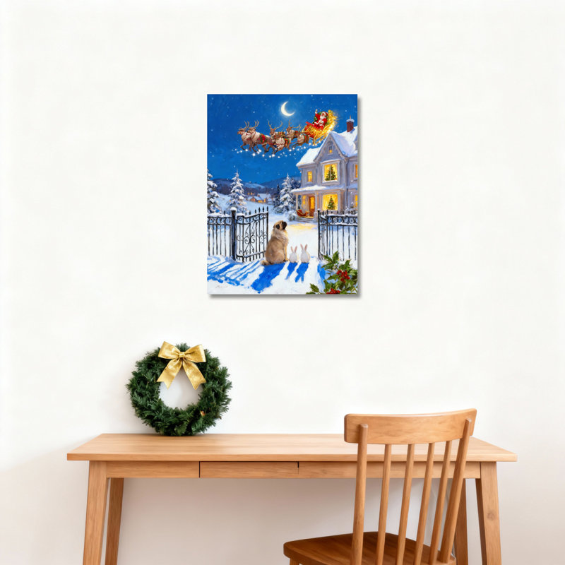 Art mural en toile Père Noël, H 18 po x l 12 po
