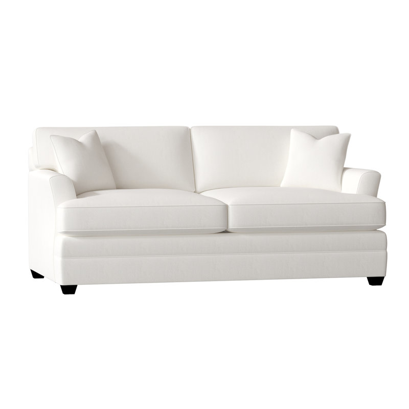 Canapé à accoudoirs évasés de 76 po avec coussins réversibles Harriss, Blanc sergé décoloré classique
