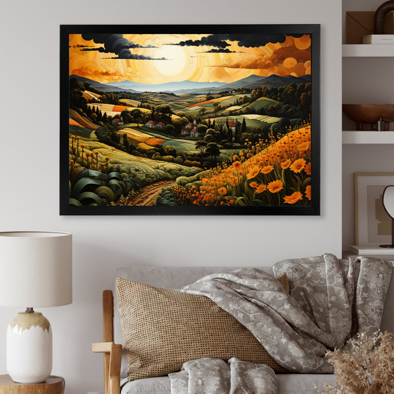 Farm Harvest Symphony Pastoral II, Cadre simple noir, H 24 po x l 32 po x P 1 po