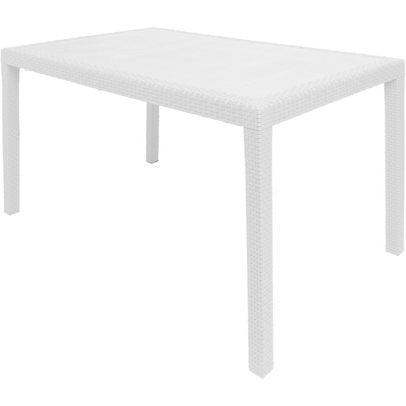 Portici Rectangular Dining Table, Rattan Effect Multipurpose Garden Table, 150X90H72 Cm, White