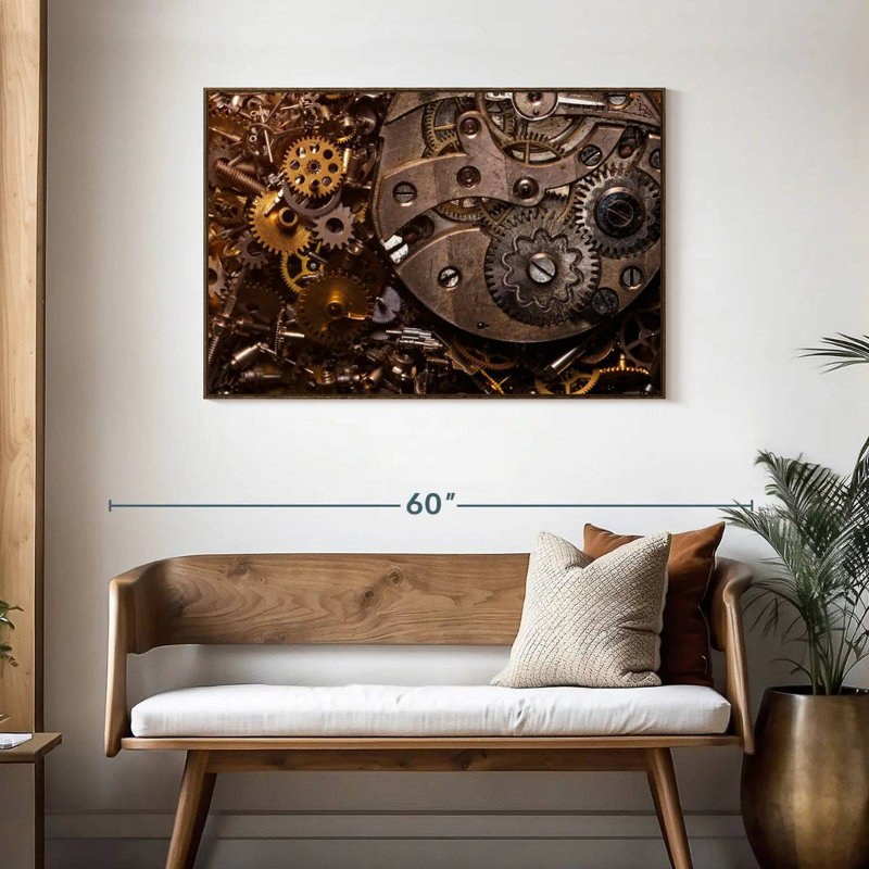Vieux engrenages, Cadre flottant noyer, 43 po x 29 po