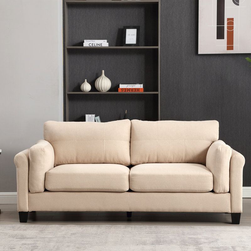 Amelien Round Arms Sofa, 34"H x 79"W x 34.5"D, Khaki