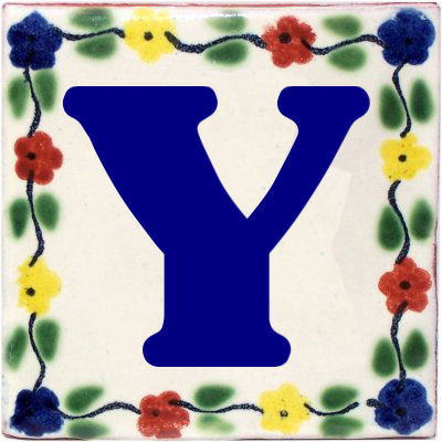 4,2 po x 4,2 po 2 pièces TalaMex Bouquet Talavera Maison de lettre Y