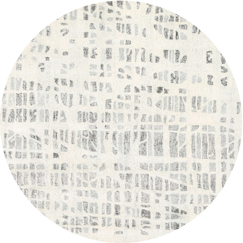 Tapis beige contemporain, Rond 7 pi x 7 pi