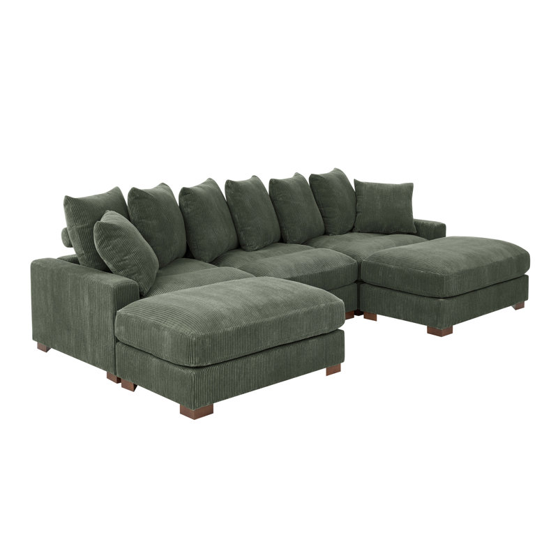 Wynisha 122'' Corduroy Sofa, Green