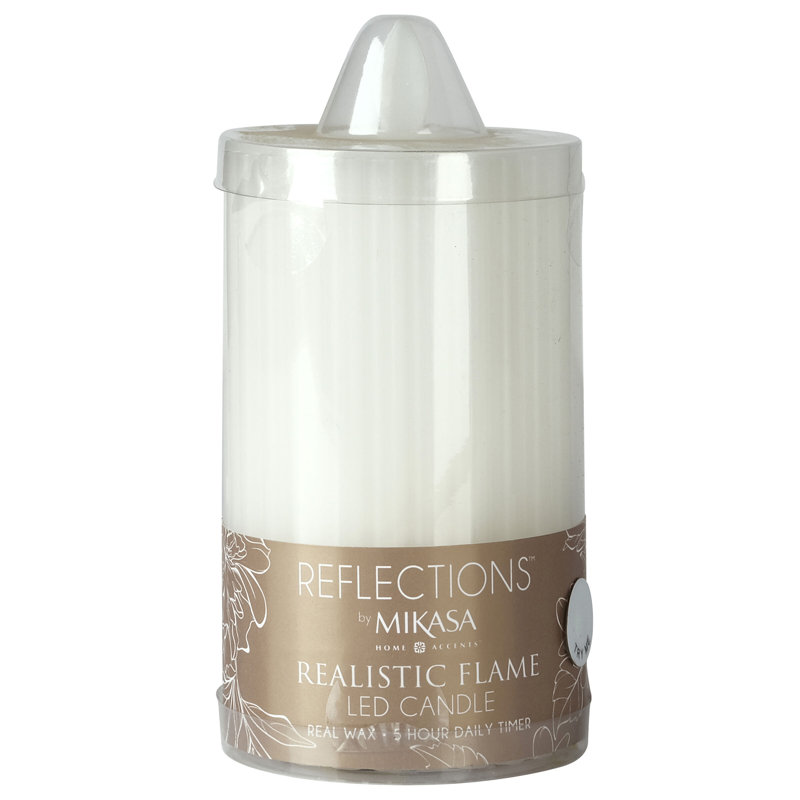 Fluted LED Wax Pillar, 3x6 Inch