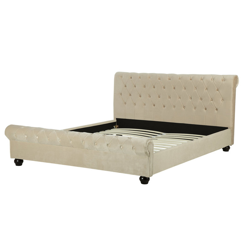 Mitzi Upholstered Bed, European Kingsize (160 x 200cm), Beige