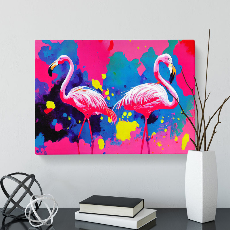 Flamingo Splash Vol.1 Abstract - Wrapped Canvas, 35cm H x 50cm W x 3cm D