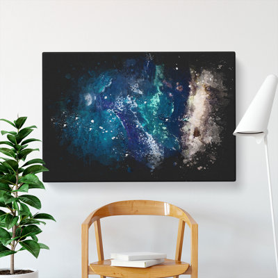 In Awe Of The Ocean Paint Splash - Wrapped Canvas