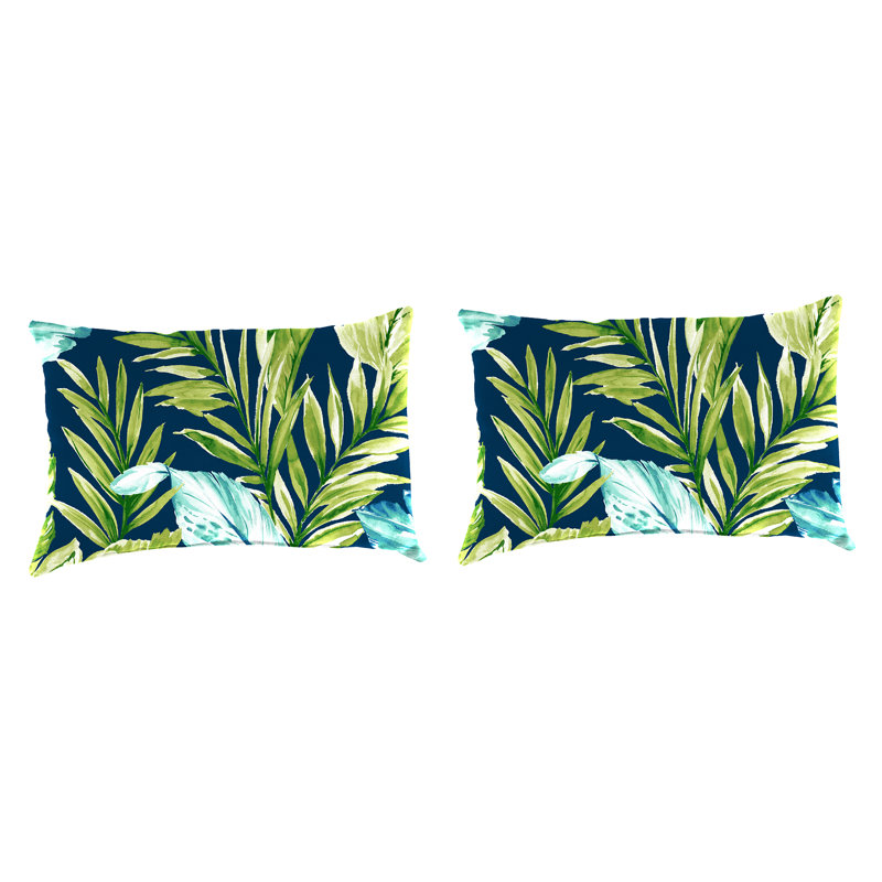18" x 12" Outdoor Lumbar Throw Pillow (Set of 2), Zealand Capri