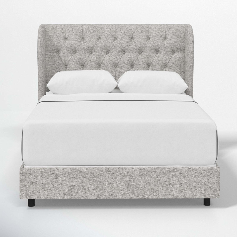 Tomey Upholstered Wingback Bed, Full, Milsap Spray Sustain® Tweed