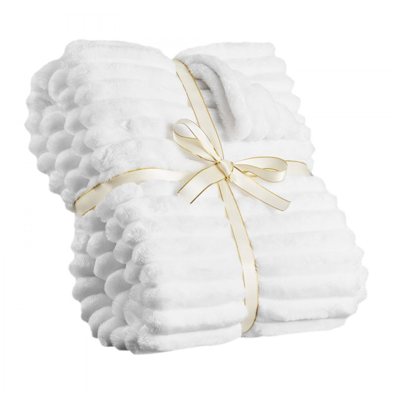 Plaid en molleton, 1270 x 1524 mm (50 x 60 pouces), couverture douillette en flanelle, petite couverture moelleuse et mignonne, couverture légère et ultra-douce pour le lit, le canapé ou la chambre, blanche, idéale pour le canapé