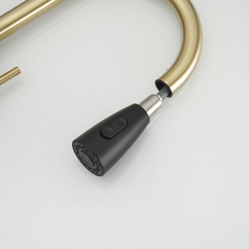 Black and Gold Stainless Steel Pull Down Kitchen Faucet with Sprayer