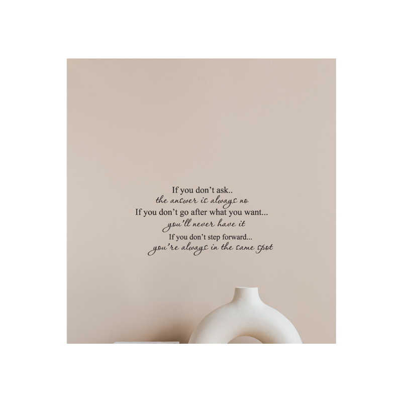 If You Don't Ask Vinyl Wall Decal Inspirational & Motivational Home Decor for Living Room Bedroom Office High-Quality Easy to Apply Removable Uplifting Quote for Personal Growth and Encouragement