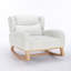 Chaise berçante en tissu Teddy avec pieds en bois paquet-2025157411