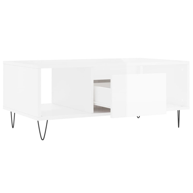 Nairah Four Leg Coffee Table with Storage, High Gloss White