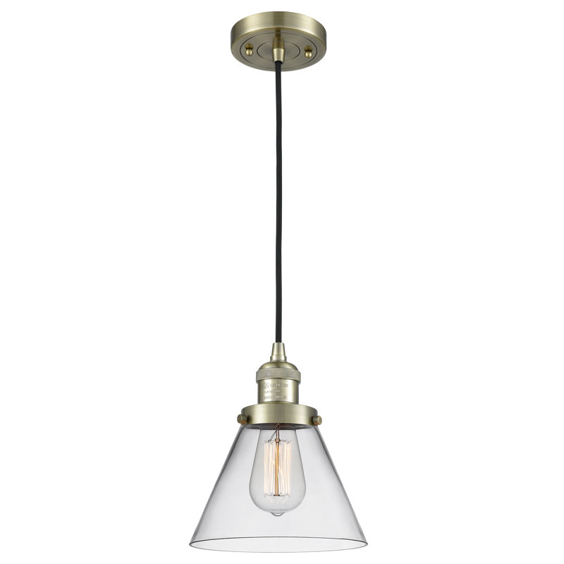 Wetzel 1 - Light Single Pendant, Antique Brass, No Bulb Included, Plated Smoke